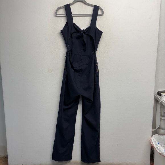 Unique Vintage Navy Blue Sedgewick Jumpsuit Retro 70's M 6/8 Nautical Wide Leg - Picture 4 of 9